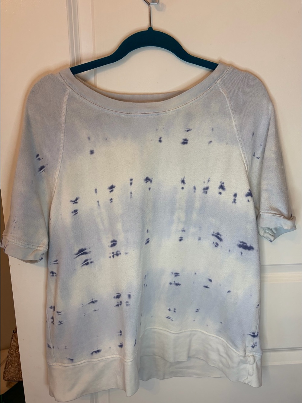 Christina Lehr Blue Tie Dye Short Sleeve Sweatshirt Size 2 (M/L) Made in USA